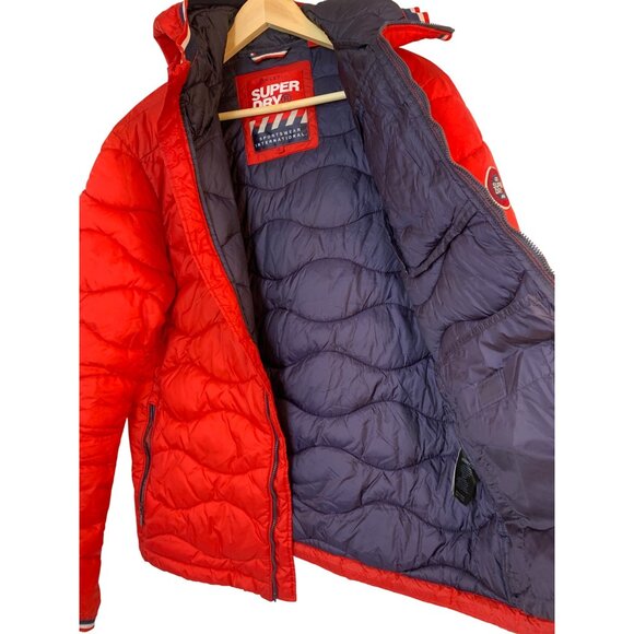 Superdry Mens Wave Quilt Red Puffer Jacket L RD10388 Fitted GUC - Picture 15 of 16